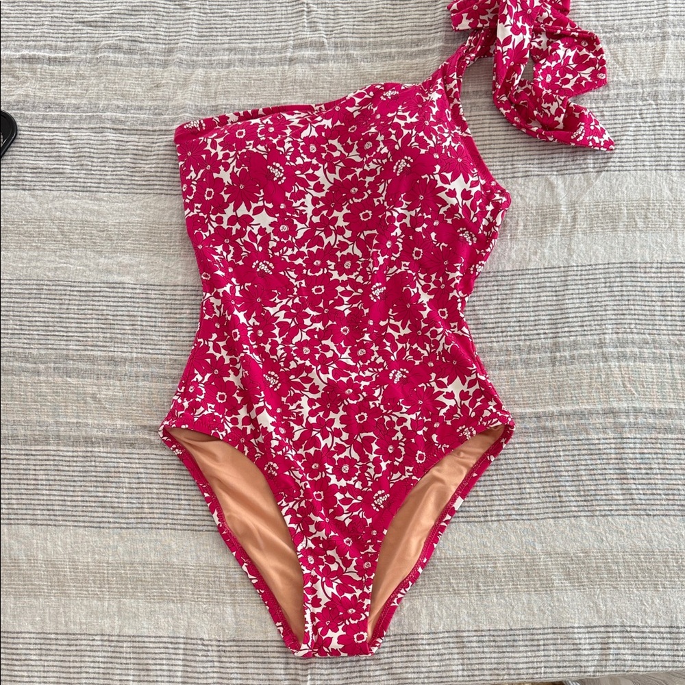J. Crew Pink Floral One-Shoulder Women's Swimsuit